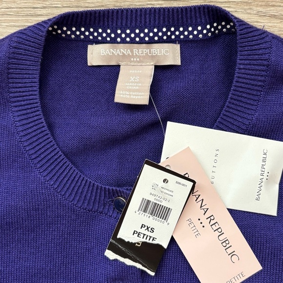 Banana Republic Purple Plum Cardigan Cotton Blend X-Small Petite NWT - Picture 7 of 9